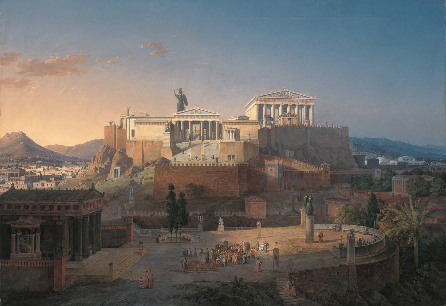 Representación imaginaria de la Acrópolis de Atenas, realizada por el artista alemán Leo von Klenze en 1846.