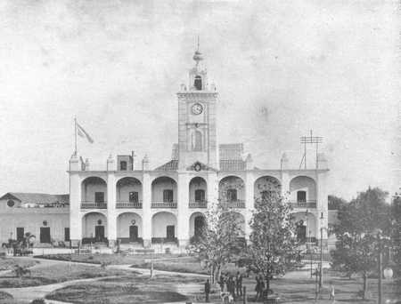 El Cabildo de Santa Fe en 1876. En este edifico colonial, demolido en 1908, se firmó el Pacto Federal. 