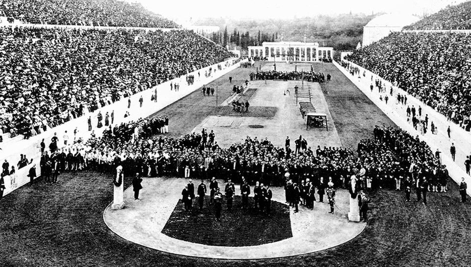 Ceremonia de apertura de los Juegos Olímpicos de Atenas, en 1896. 