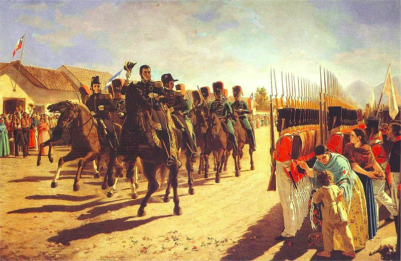 La revista de Rancagua, pintura realizada por el artista uruguayo Juan Manuel Blanes en la que puede apreciarse un batallón del Ejército Libertador integrado por ex esclavos.