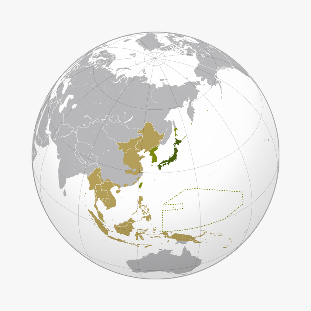 El Imperio japonés durante su máxima extensión, en 1942, durante la Segunda Guerra Mundial.