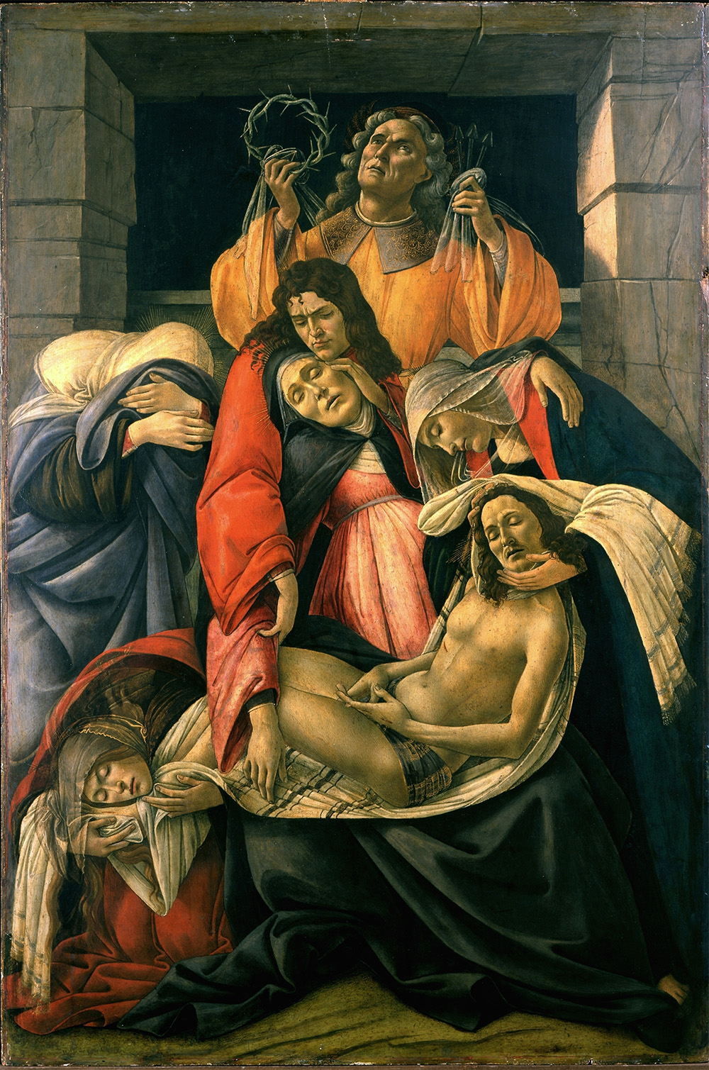 La piedad, 1495, temple sobre tabla, 107 cm x 71 cm, Museo PoldiPezzoli, Milán, Italia.