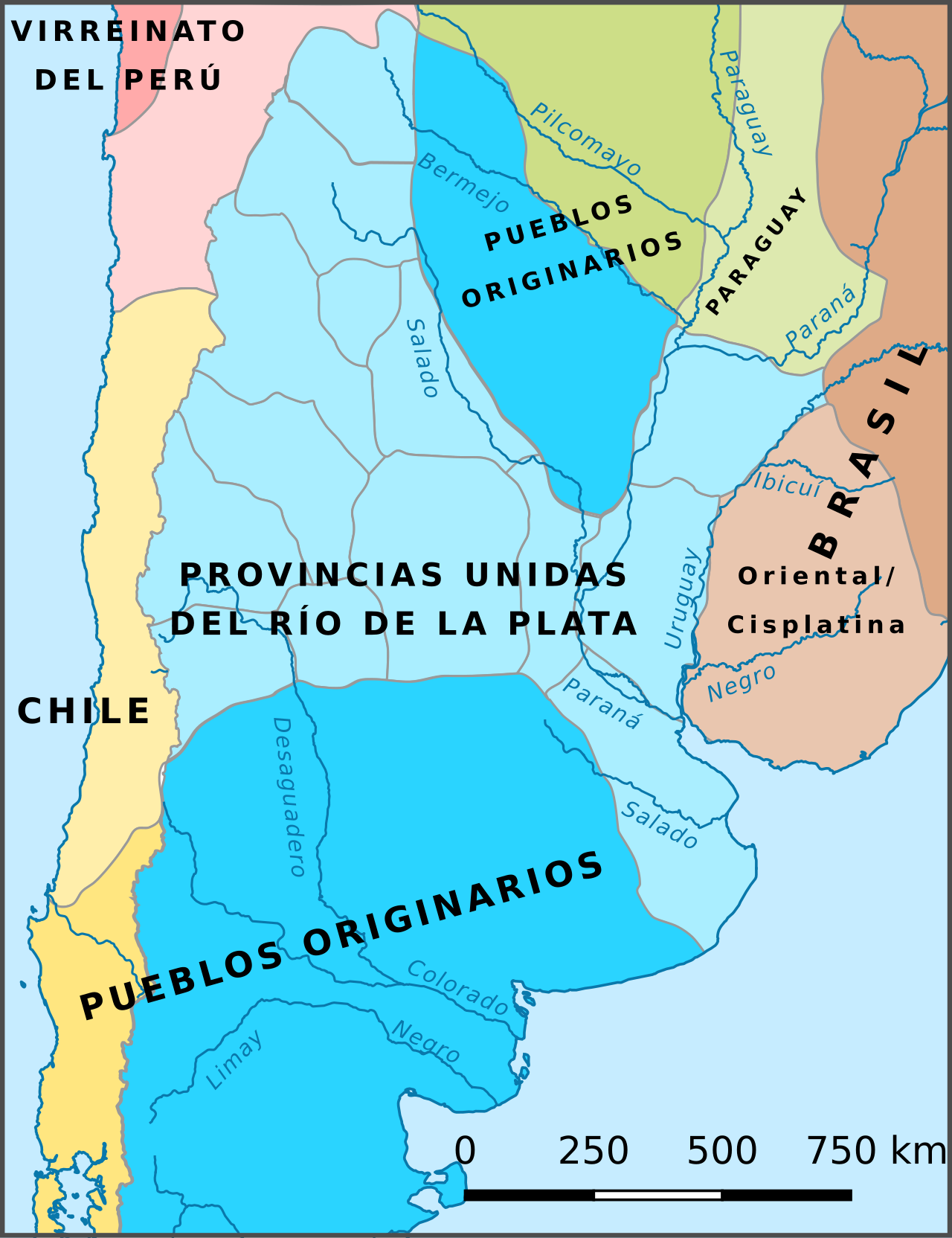 Las Provincias Unidas del Río de la Plata en 1823.