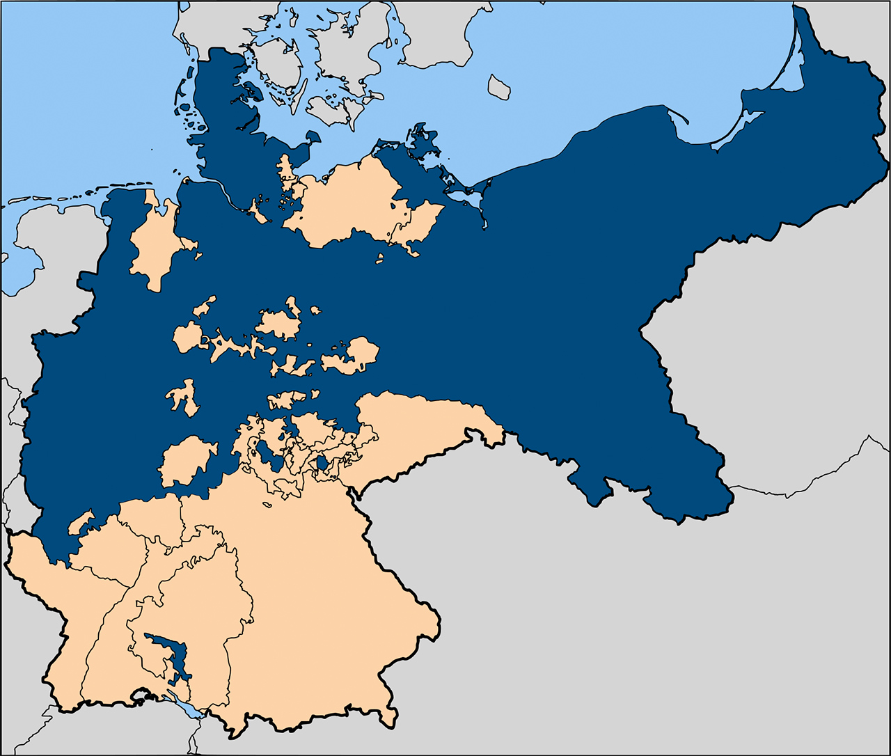 El reino de Prusia en 1871, al integrarse al Imperio alemán. 