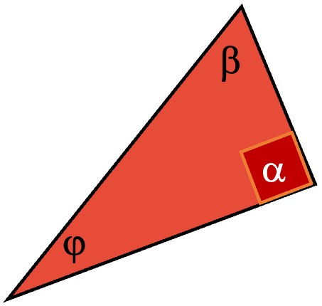 Ejemplo de cálculo de angulo de triángulo.