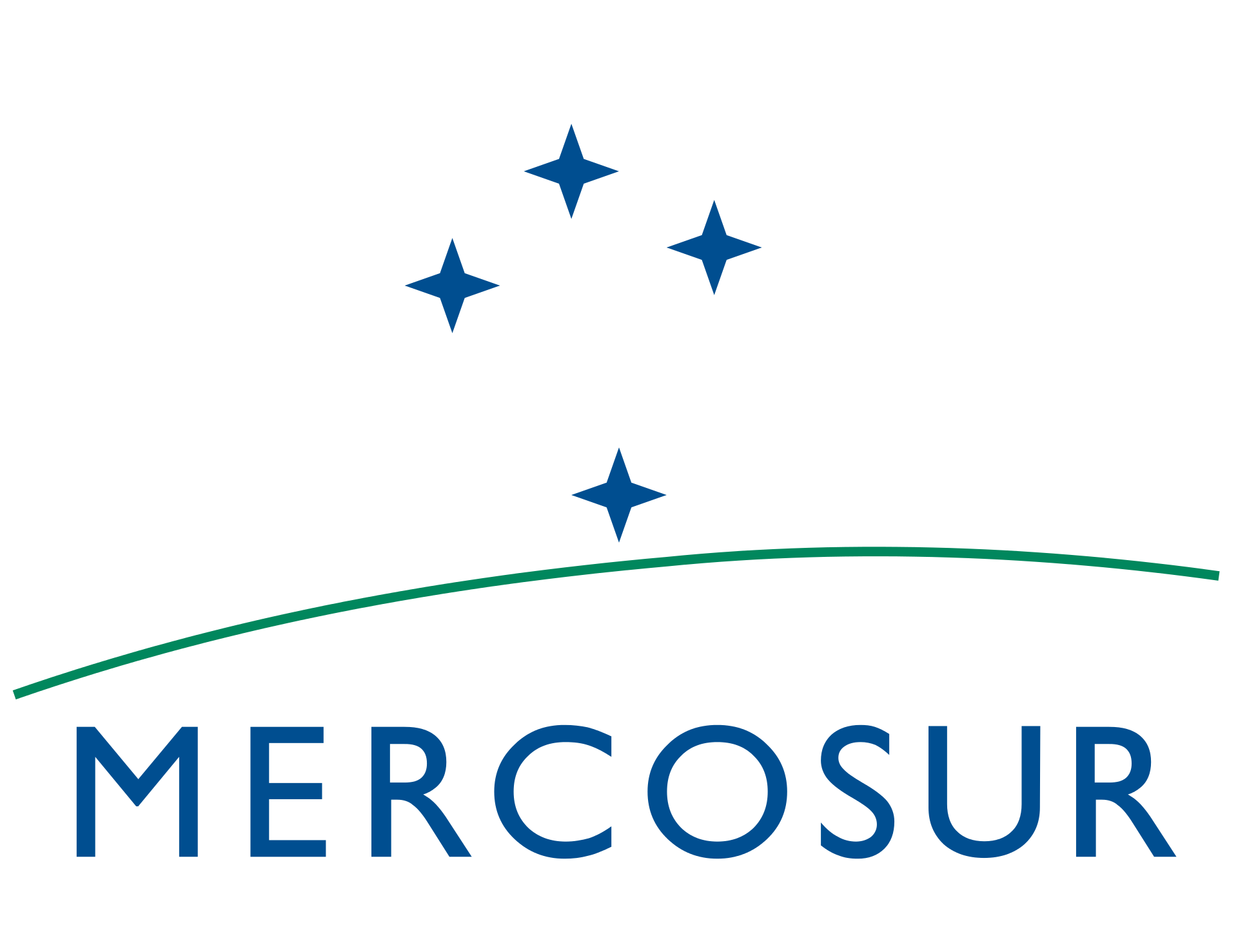 Bandera del Mercosur. Bloque económico integrado Argentina, Bolivia, Brasil, Paraguay y Uruguay. 