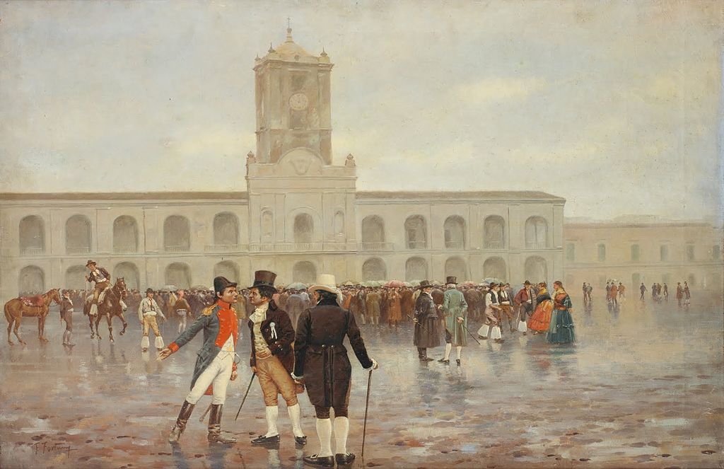 La Revolución de Mayo de 1810, según una pintura de Francisco Fortuny.