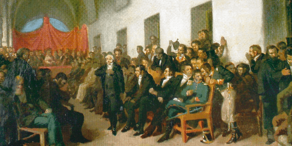 Pintura al óleo de Juan Manuel de Blanes, que representa la reunión del Cabildo Abierto del 22 de mayo de 1810.