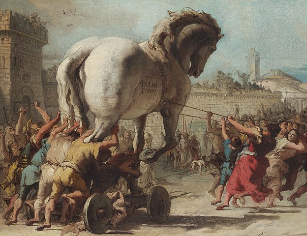 Representación del caballo de Troya, Giovanni Domenico Tiepolo, 1760.