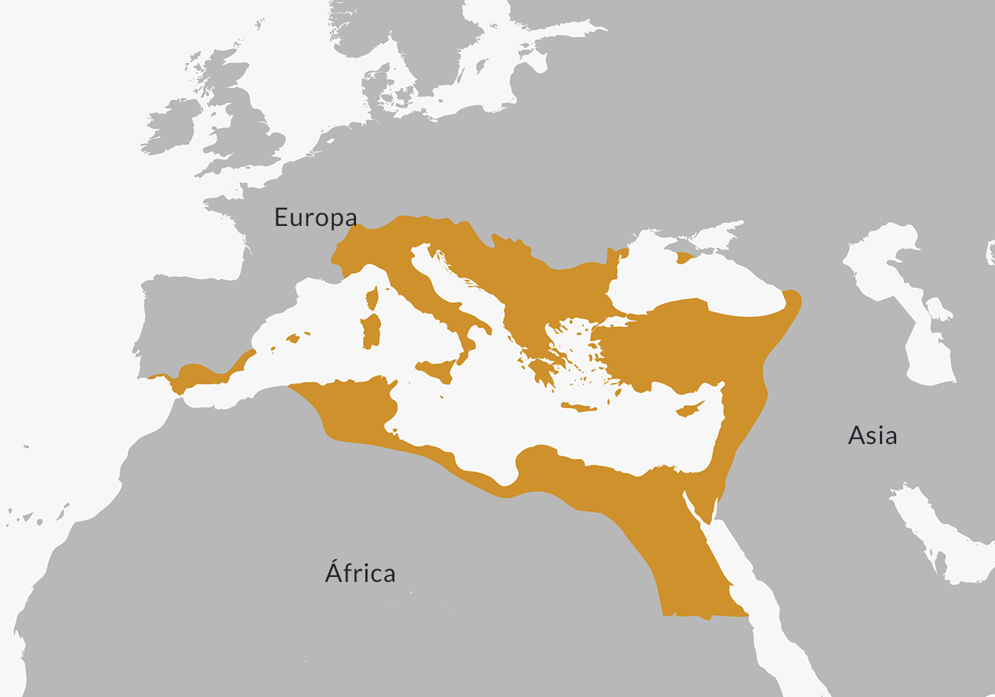 Extensión del Imperio bizantino hacia el año 550.