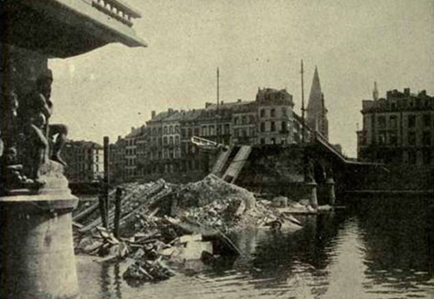 Puente de Lieja destruido durante la Primera Guerra Mundial, Bélgica.