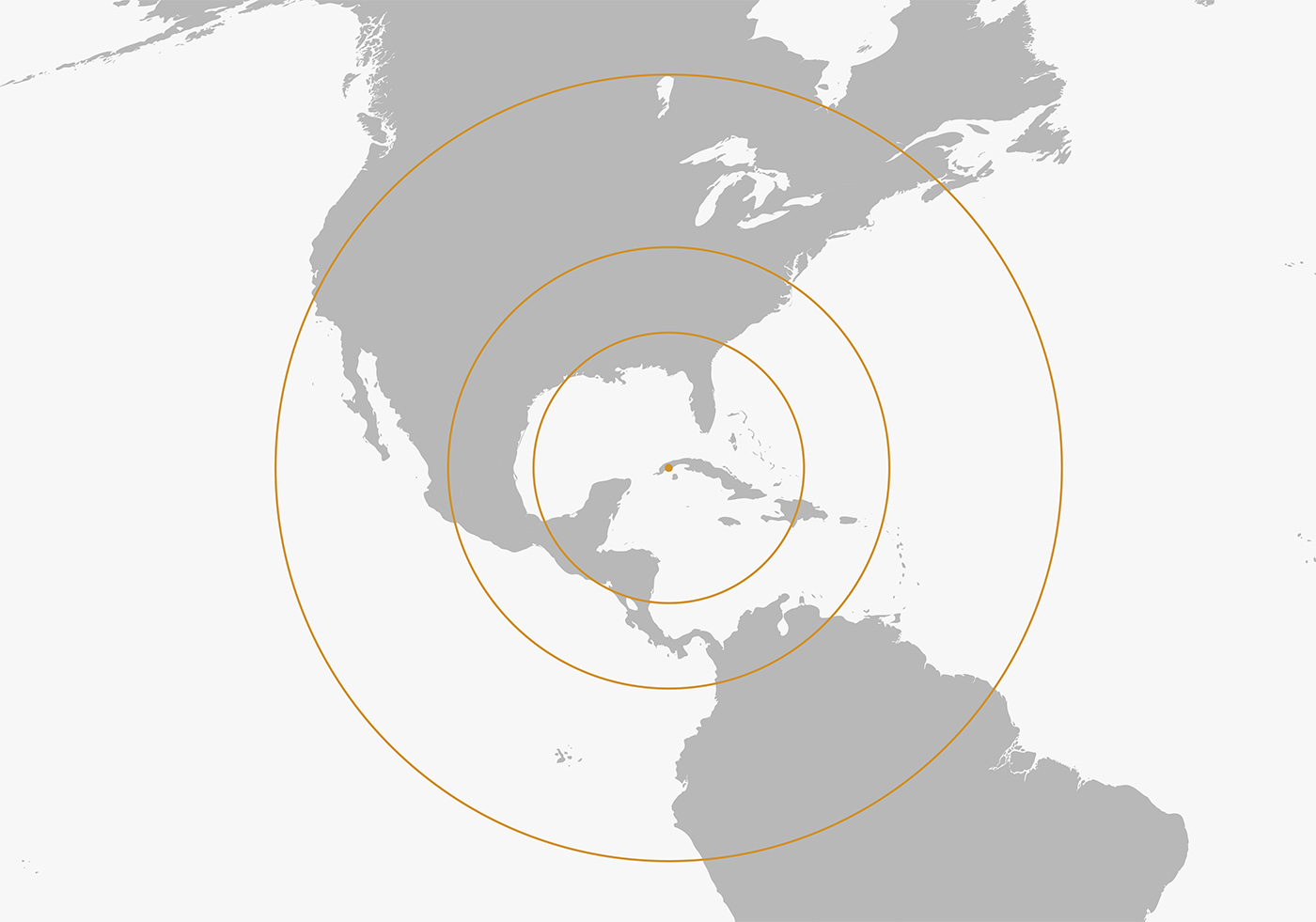 Mapa que muestra el alcance de los misiles soviéticos instalados en la isla de Cuba.