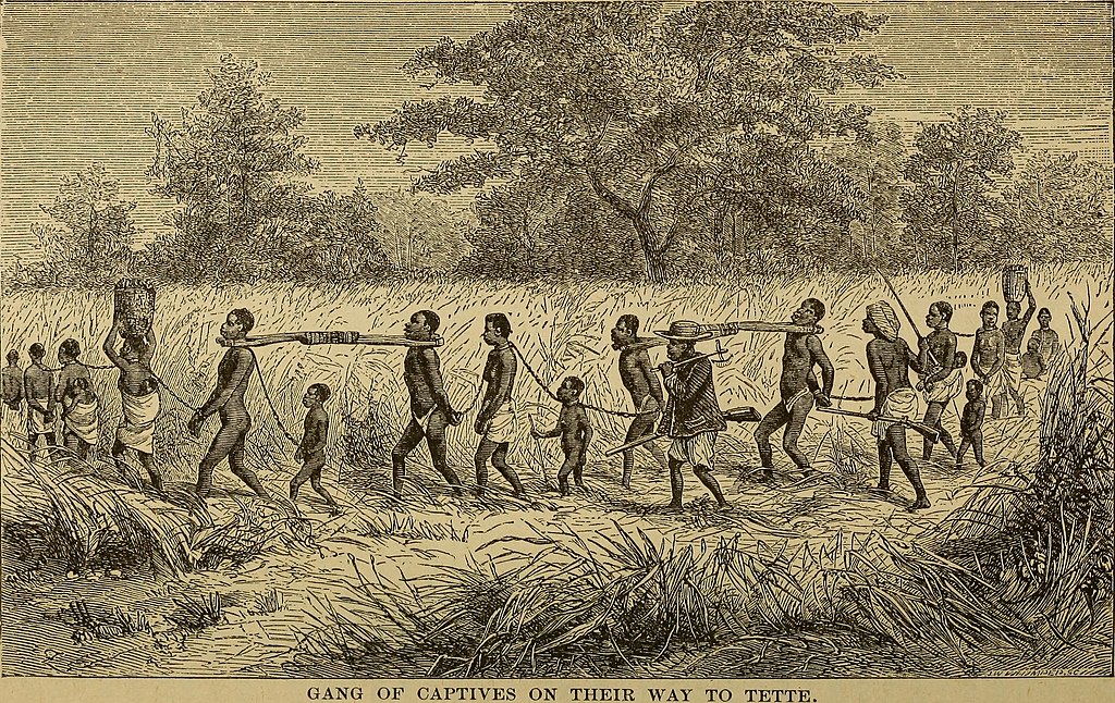 Grupo de esclavos trasladados hacia la costa occidental de África.
