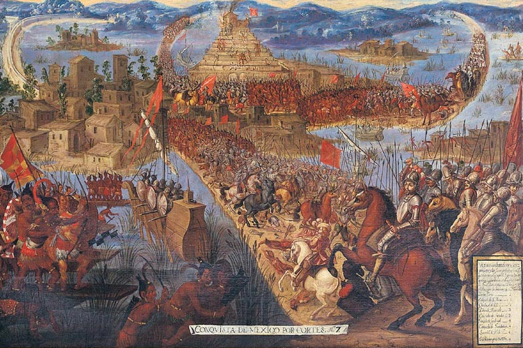 Toma de Tenochtitlan durante la conquista de México.