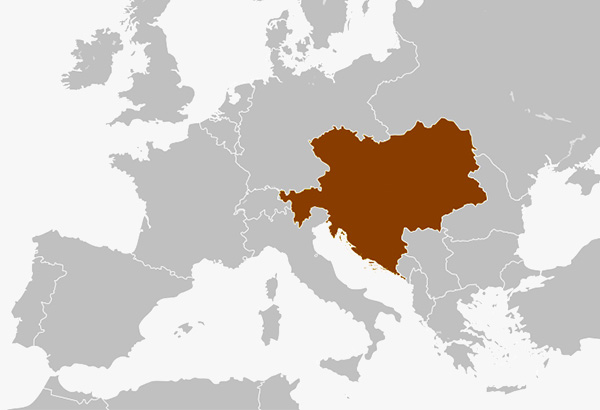 Extensión del Imperio austrohúngaro en 1916.