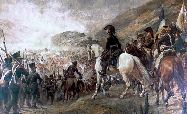 El general San Martín al mando del Ejército de los Andes durante la batalla de Chacabuco. Pintura realizada por el artista chileno Pedro Subercaseaux.