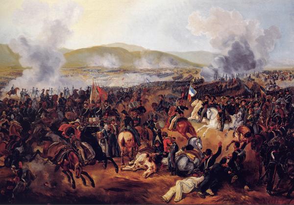 Representación de la batalla de Maipú. Pintura realizada en el siglo XIX por el artista alemán Mauricio Rugendas.