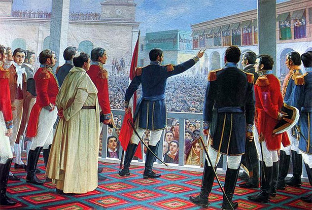 Proclamación de la Independencia del Perú, pintura realizada por el artista peruano Juan Lepiani en 1904.
