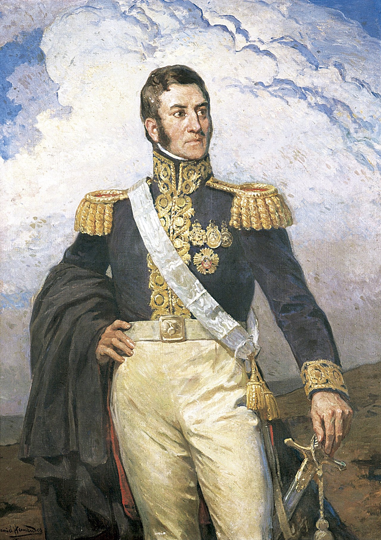 Retrato de José de San Martín realizado en 1921 por el artista peruano Daniel Hernández Morillo.