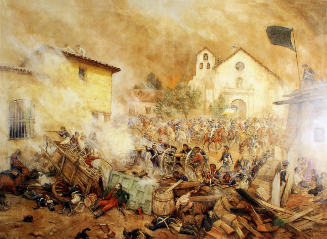 Últimos momentos en Rancagua. Pintura realizada por el artista chileno de origen italiano Pedro Subercaseaux, en 1944. 