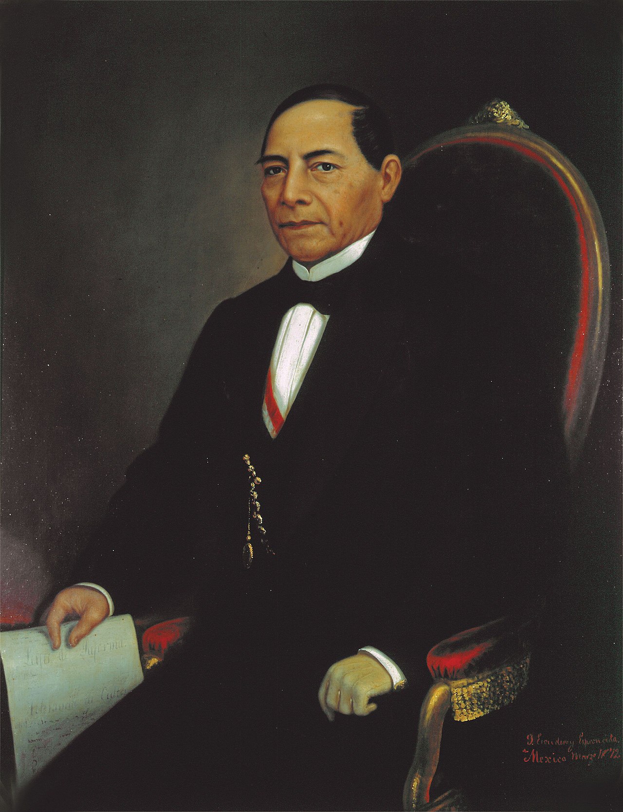 Retrato de Benito Juárez realizado por el artista mexicano José Escudero y Espronceda. Palacio Nacional, México.