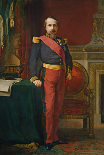 Retrato del emperador francés Napoleón III. Pintura realizada por el artista francés Hippolyte Flandrin en 1863.