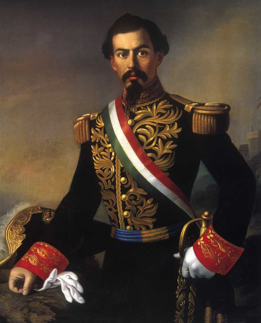 Retrato de Miguel Miramón como presidente de México. Pintura realizada por el artista mexicano Jesús Corral en 1859. 