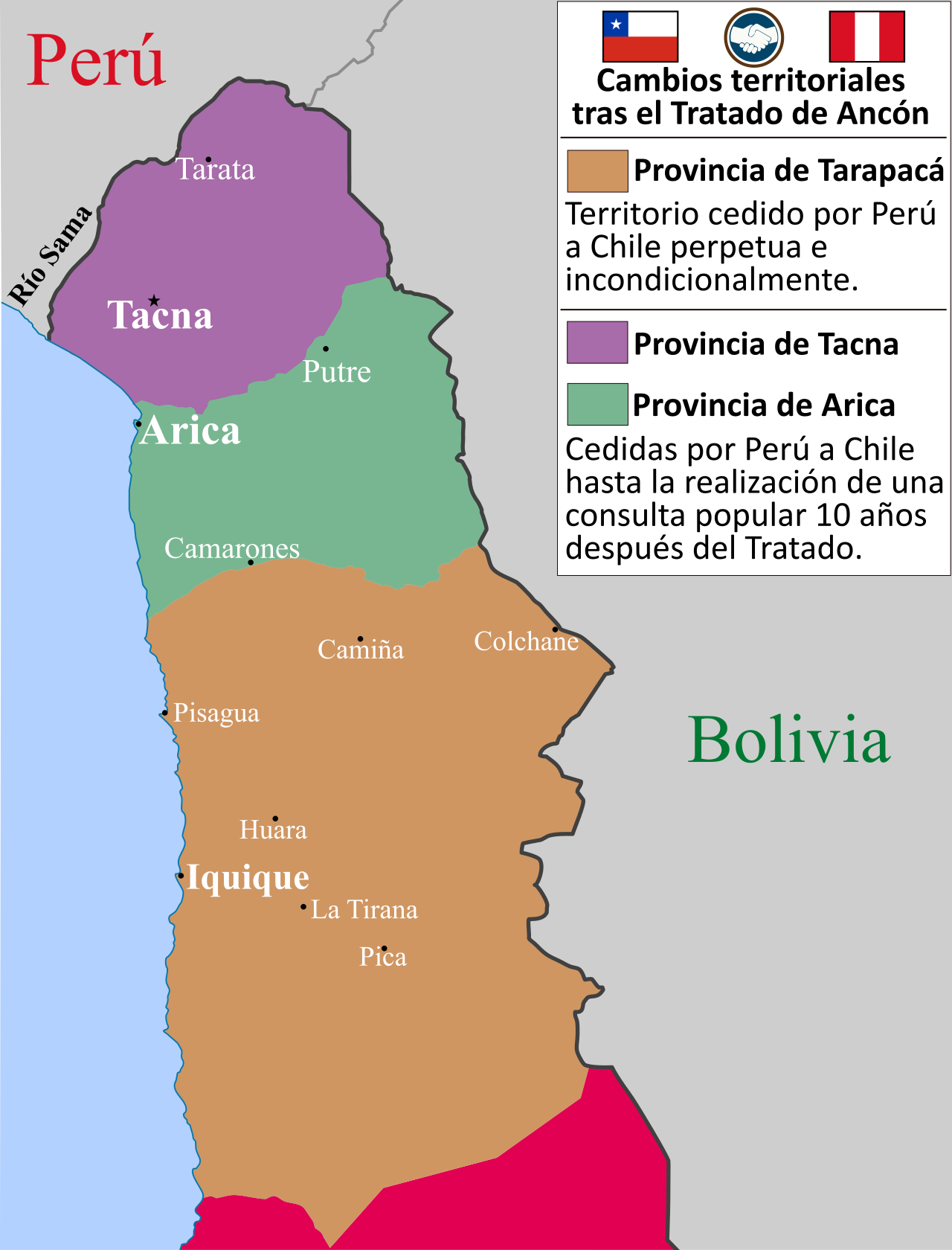 Cambios territoriales establecido por el Tratado de Ancón.