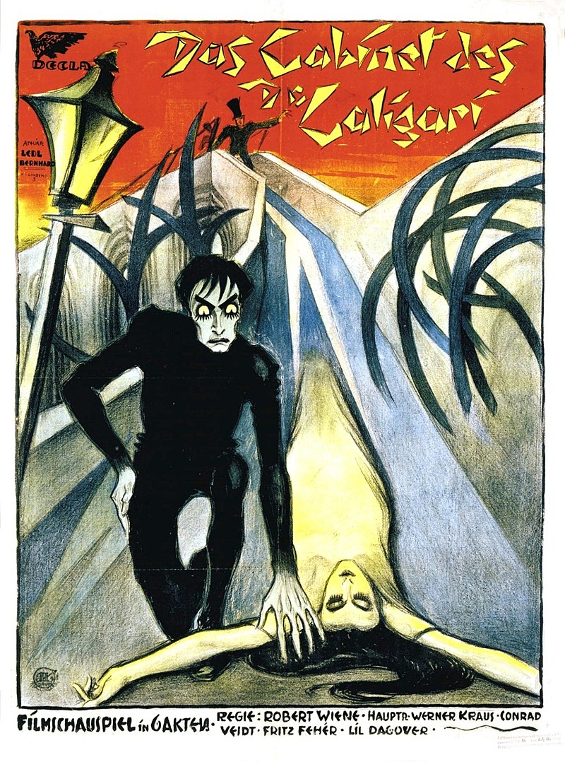 Afiche de la obra "El gabinete del dr. Caligari".