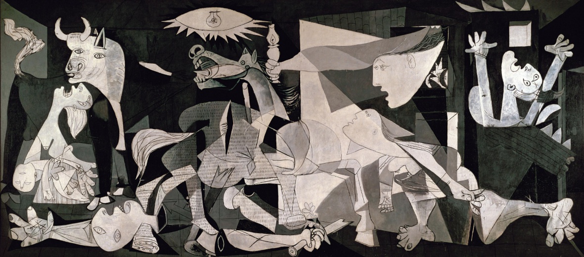 "Guernica", de Pablo Picasso, representa las matanzas provocadas por un bombardeo ocurrido en 1937, en el marco de la guerra civil española.