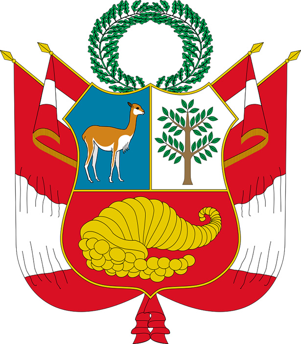 Imagen del diseño actual del escudo nacional del Perú.