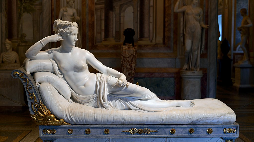 Antonio Canova, Paulina Bonaparte como Venus Victrix, 1805-1808, mármol blanco, 92 cm de alto, Galería Borghese, Roma.