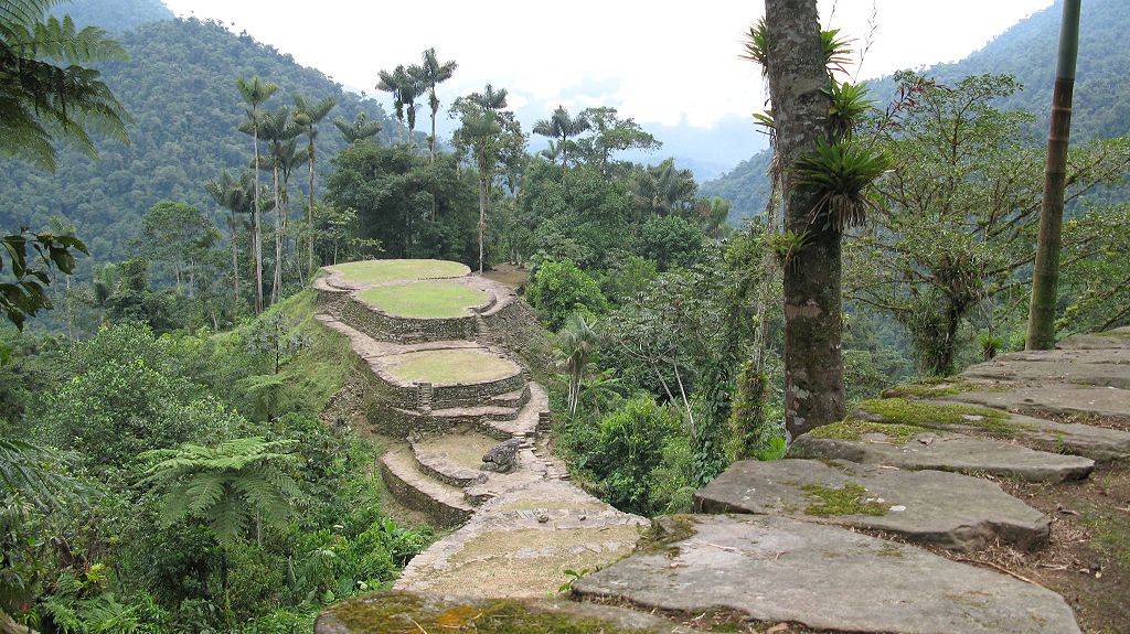 Terrazas circulares y calzadas de piedras en Teyuna, también conocida como Ciudad Perdida, en el norte de la actual Colombia.