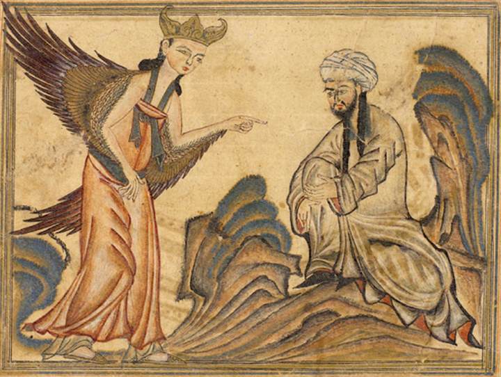 Mahoma recibiendo la revelación del arcángel Gabriel, en una miniatura iraní del siglo XV.