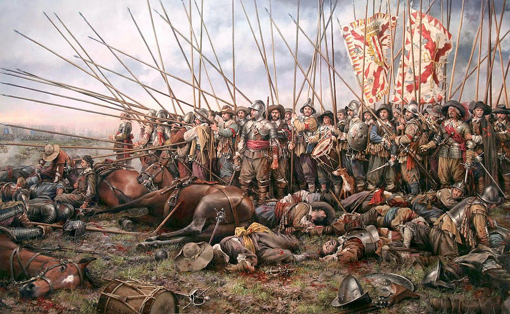 Rocroi, el último tercio. Óleo pintado por Augusto Ferrer-Dalmau. Representa una escena de la batalla de Rocroi, donde en 1643 se enfrentaron españoles y franceses.