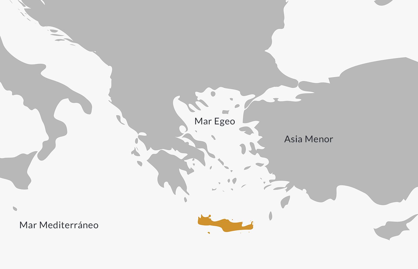 Mapa de la ubicación de la civilización minoica. En marrón, la isla de Creta.