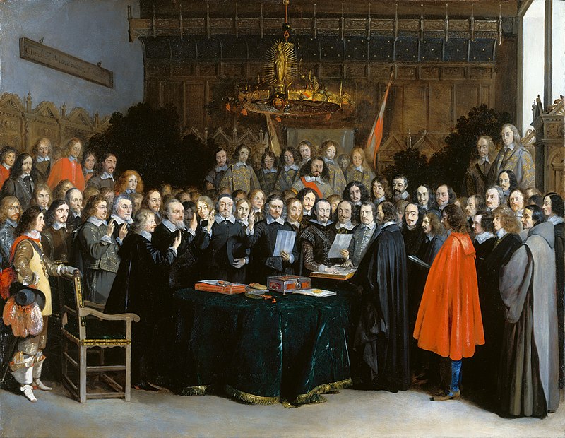 Firma del Tratado de Münster, 1648. Pintura de Gerard ter Borch. Se exhibe en el Museo Nacional de Ámsterdam.