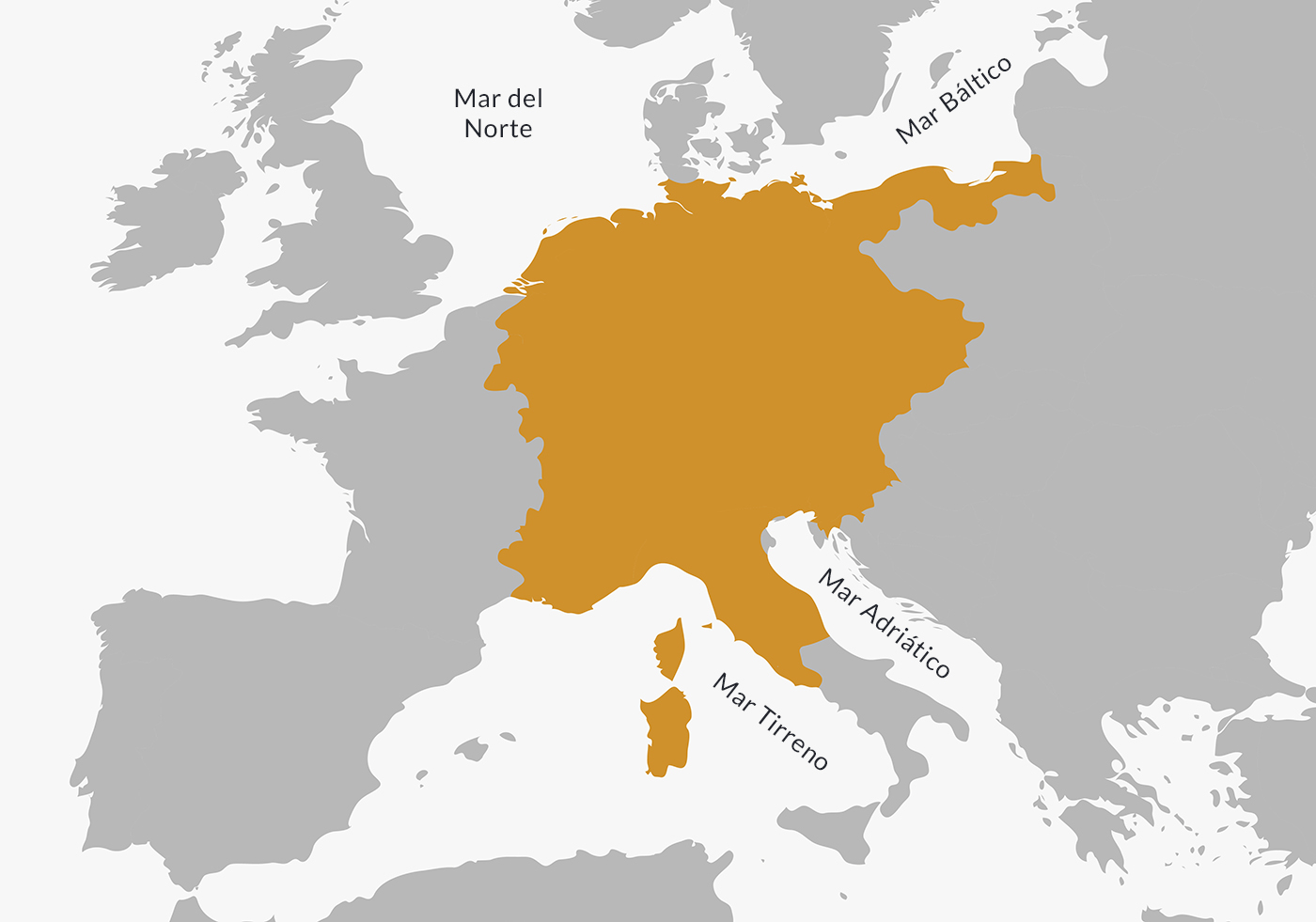 El Sacro Imperio Romano Germánico en su época de apogeo, en el siglo XI.
