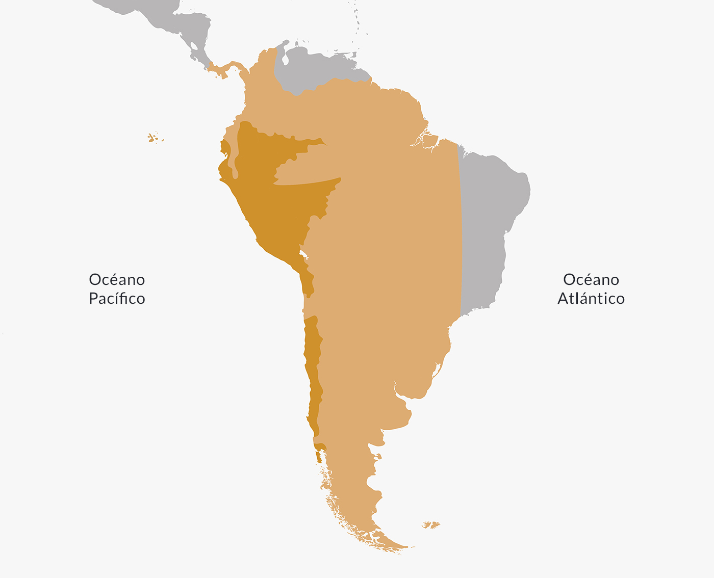 Territorio del virreinato del Perú. En color marrón claro al momento de su fundación, y en color marrón oscuro hacia 1790.