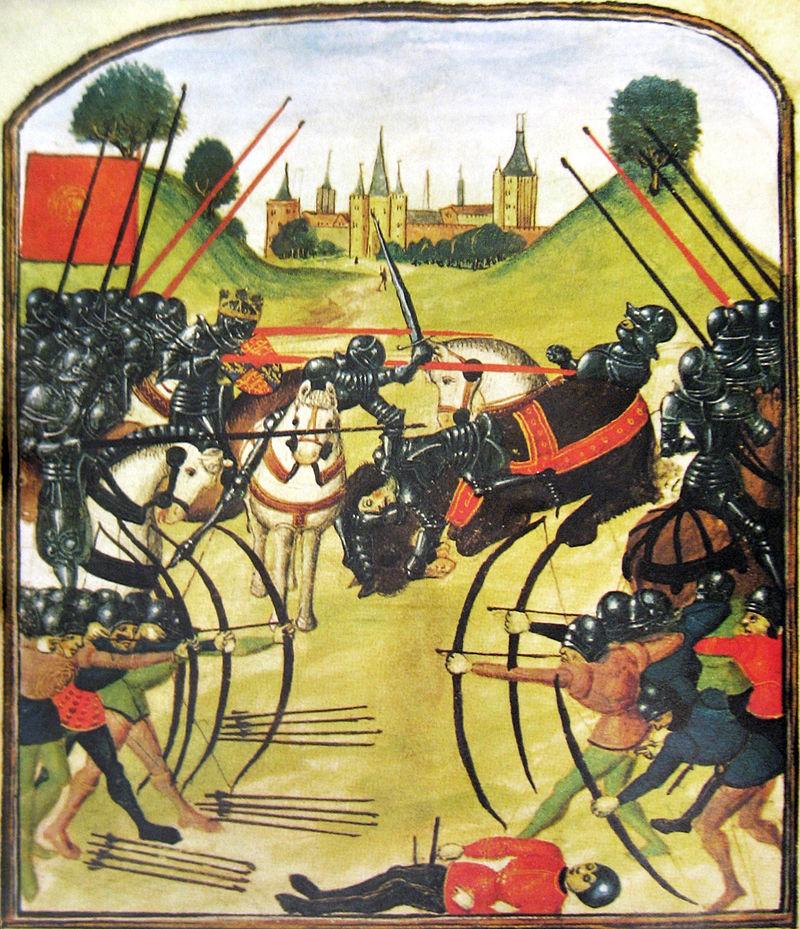 Batalla de Tewkesbury, librada el 4 de mayo de 1471 entre los partidarios de los Lancaster y los de Eduardo IV de York, quien resultó vencedor. Finalizada la lucha, Eduardo, Príncipe de Gales, y todos los comandantes del bando lancasteriano fueron ejecutados.