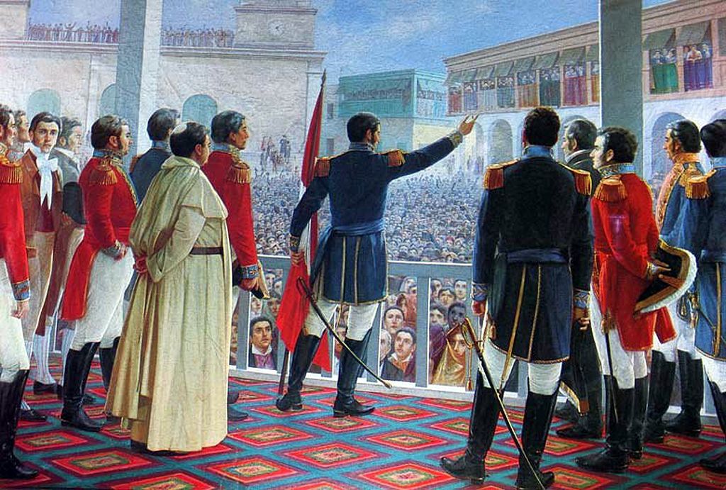 San Martín declarando la independencia de Perú, óleo de Juan Lepiani, Museo Nacional de Arqueología, Antropología e Historia del Perú.