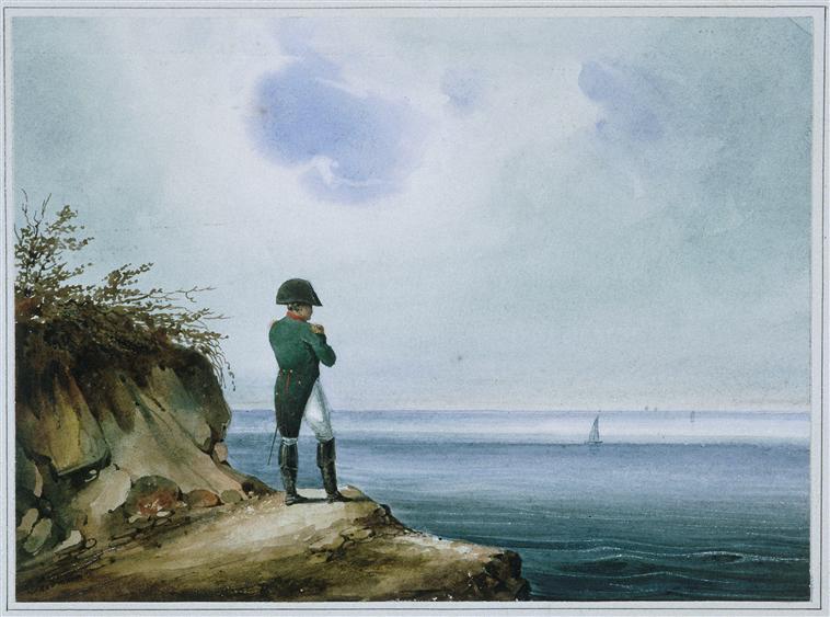Napoleón en Santa Elena (1820). Acuarela del pintor francés François-Joseph Sandmann.