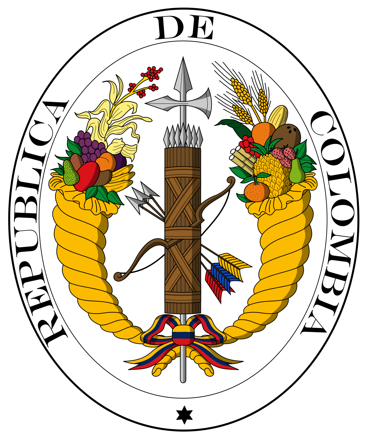 Escudo de la Gran Colombia, creado el 6 de octubre de 1821.