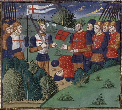 Rendición de Juan el Bueno en la batalla de Poitiers. Biblioteca Nacional de Francia.