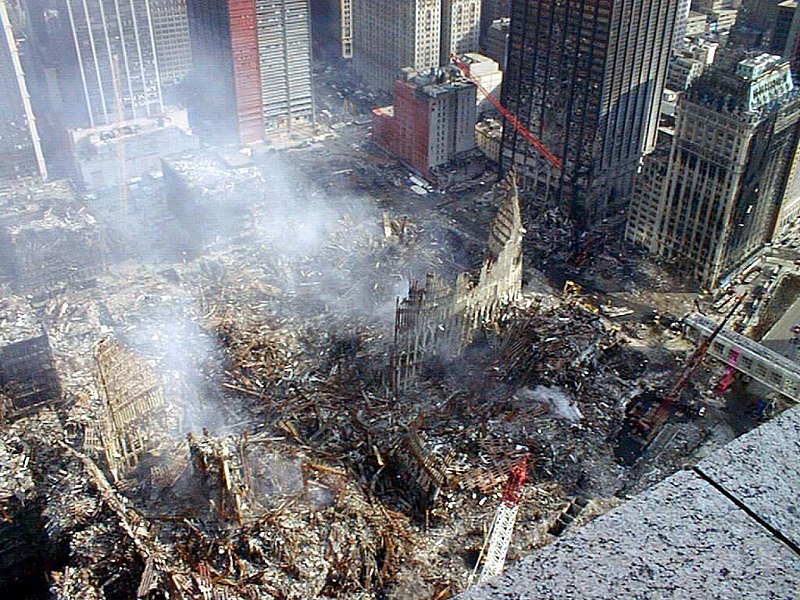 Ruinas del World Trade Center de Nueva York. En este lugar se encontraban las Torres Gemelas, inauguradas en 1973.