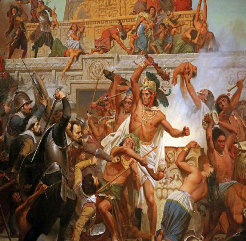 La captura de Moctezuma, ilustración del libro Historia de la conquista de México.