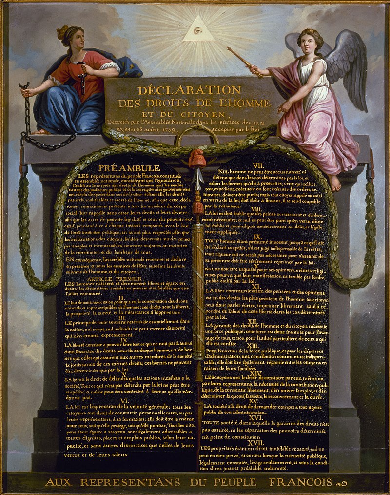 Los derechos del hombre y el ciudadano, 1789.
