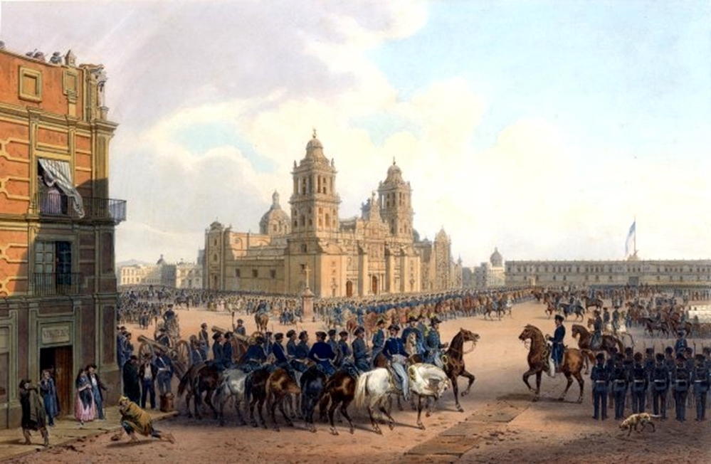 Ocupación estadounidense de Ciudad de México, el 15 de septiembre de 1847. Pintura realizada por Carlos Nebel.