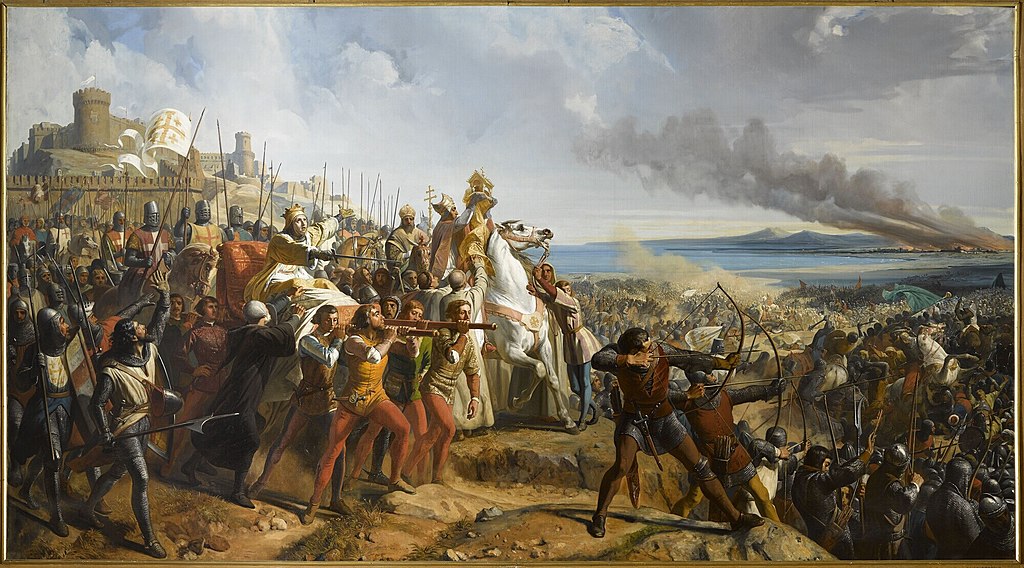 Representación de la batalla de Montsigard, realizada en 1844 por el pintor francés Charles-Philippe Lariviere. El 25 de noviembre de 1177 enfrentó al ejército del sultán Saladino contra las fuerzas cristianas del rey Balduino IV de Jerusalén.