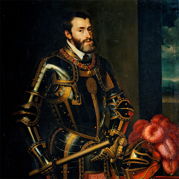 El Emperador Carlos V con el bastón. Copia de Juan Pantoja de la Cruz de un retrato de Tiziano.